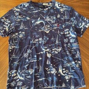 Polo Ralph Lauren Pocket T-Shirt Men's Size Large Blue Marlin Fishing Boat Ocean